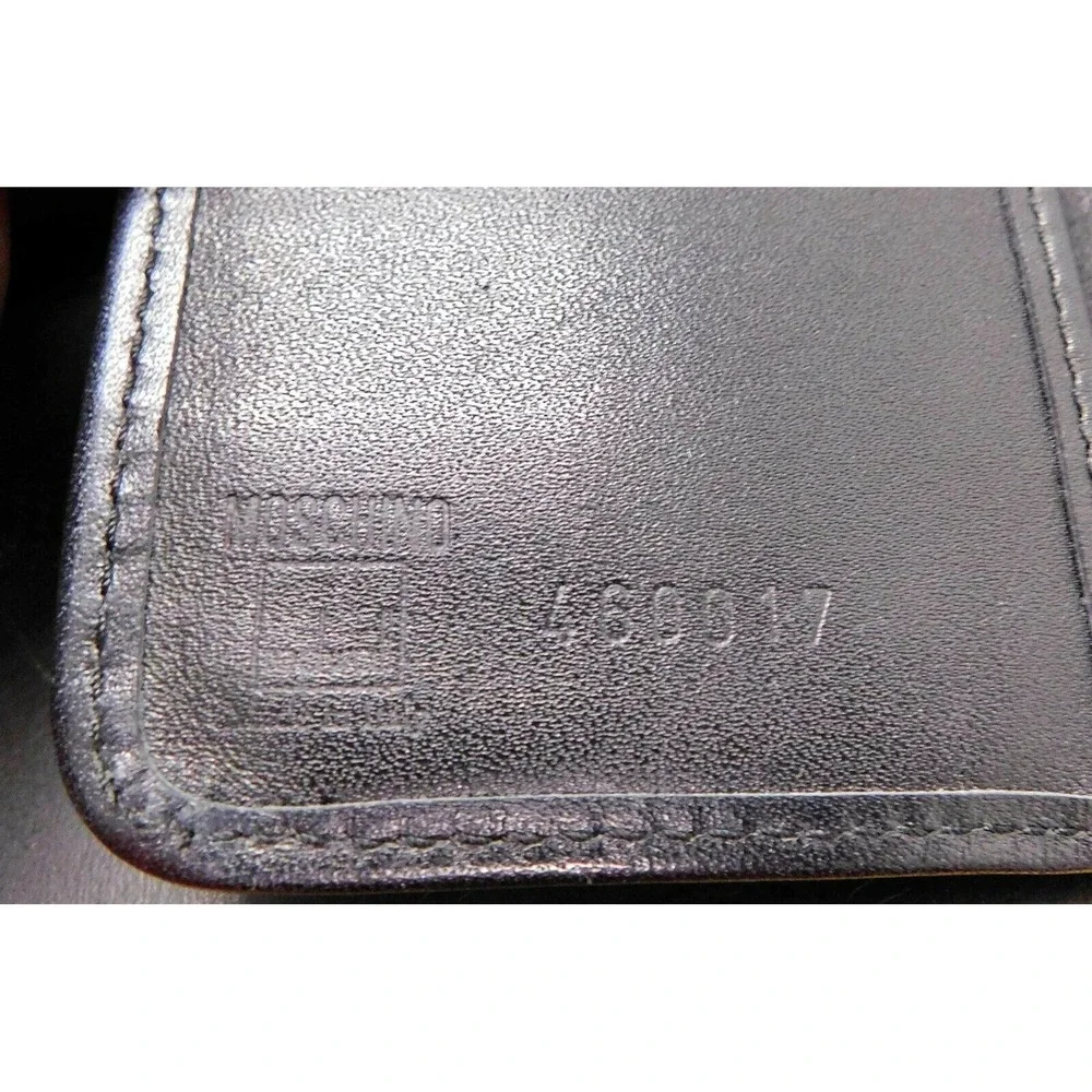 Moschino Redwall Italy‎ Vintage Black Nylon Leather Checkbook Clutch Wallet